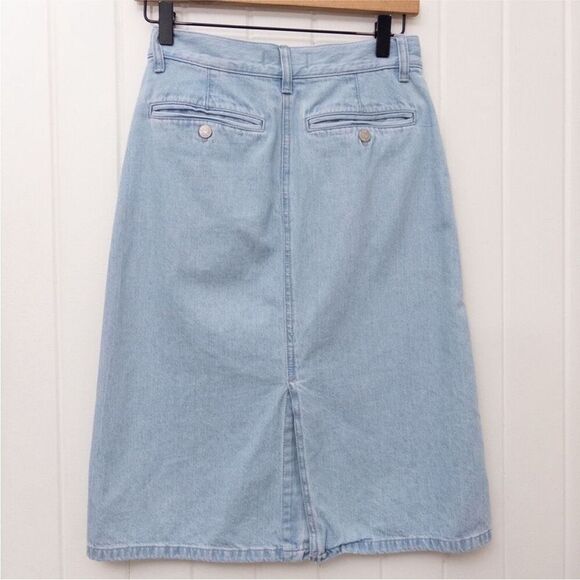 Madewell Size 24 Denim Tab Waist A - Line Midi Skirt in Lynnhaven Wash - Picture 8 of 12